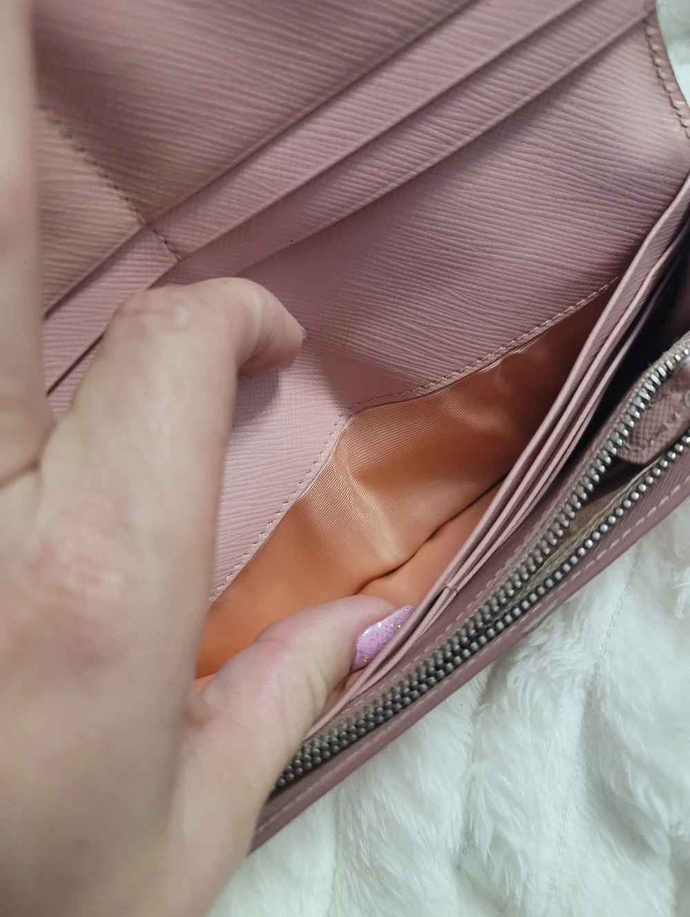 Prada Floral Continental Wallet made from pink Saffiano leather